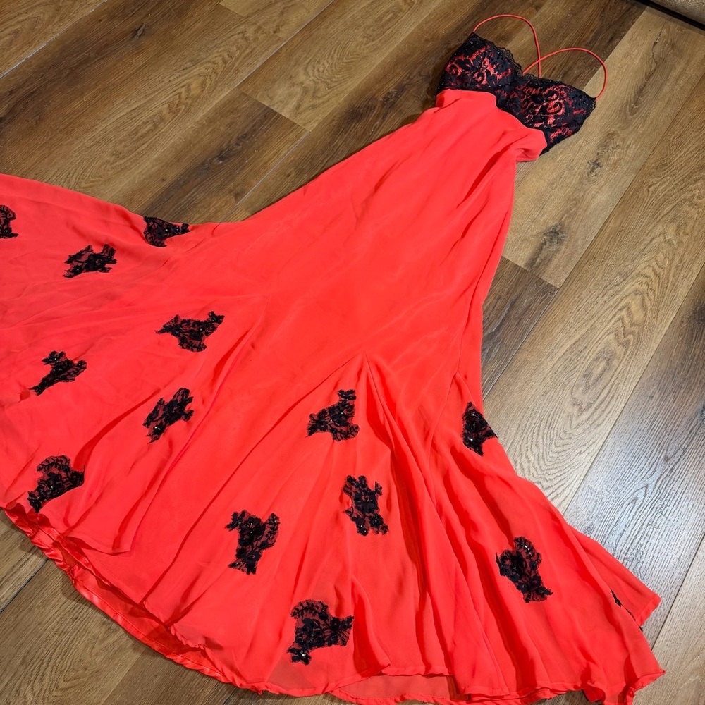Vintage Y2K Beaded Dress Vintage Beaded Dress Black Red Lace Whimsigoth Prom - Picture 9 of 14